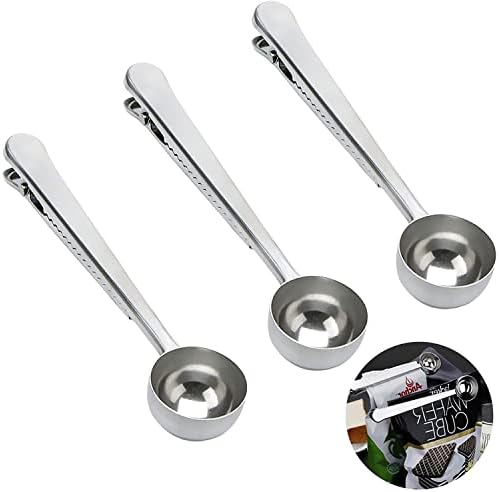  Coffee Scoop Clip Stainless Steel Tablespoon Coffee Spoon With Long Handle Multifunction Sealing Bag Clip For Tea, Coffee, Protein Powder, Instant Drinks, Kitchen Tools