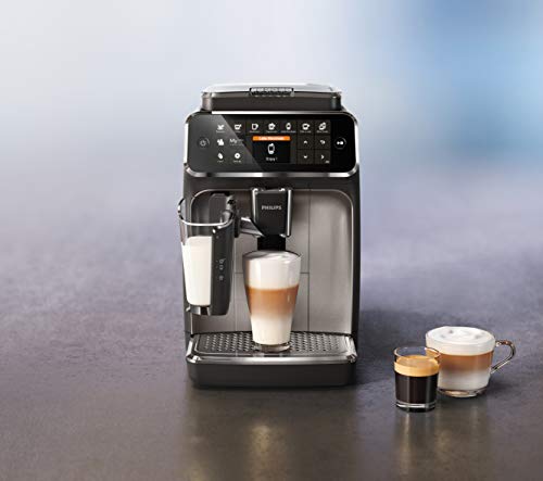  HILIPS 4300 Series Fully Automatic Espresso Machine - LatteGo Milk Frother, 8 Coffee Varieties, Intuitive Touch Display, Black, (EP4347/94)