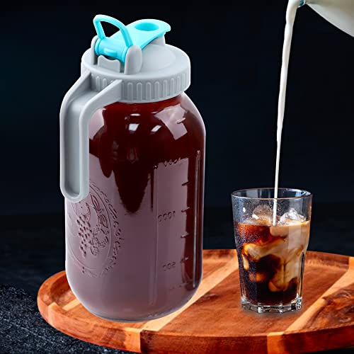 Ason Jar Cold Brew Coffee Maker 64 OZ (2 Quart) Wide Mouth Cold Brew Pitcher With Brew Filter For Coffee, Iced Tea, Sun Tea, Lemonade