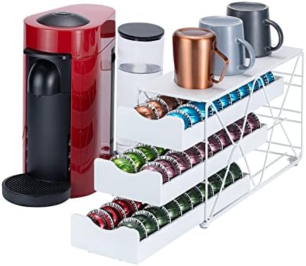  Ship For Nespresso Pod Holder Drawer Large Mullti Tier Coffee Pod Holder Vertuo (3 Tier (60Pods))