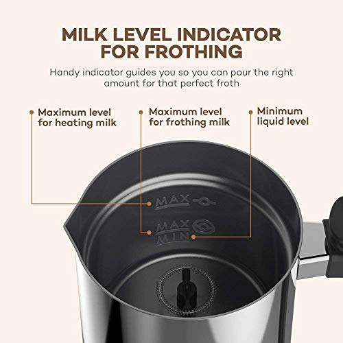 GENERIC Milk Frother, Electric Milk Steamer Foam Maker, Automatic Hot And Cold Milk Frother Warmer For Cappuccino, Hot Chocolates, Coffee, Latte, Stainless Steel, Non-Stick Interior, Heater With Strix Control