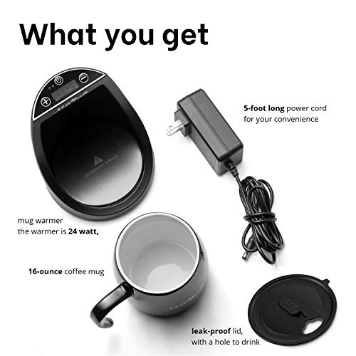  Innovative Coffee Mug Warmer With A 16-Ounce Ceramic Coffee Mug & Lid | This Mug Warmer For Desk Will Keep Coffee, Tea, Hot Chocolate The Perfect Temperature For Hours