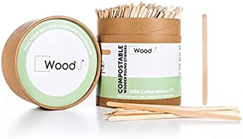  WoodU Disposable Coffee Stir Sticks 7"- Sturdy Round End Compostable And Biodegradable Brich Wood Tea Stirrers- 100% Ecofriendly Wooden Stirring Sticks For Hot Drinks