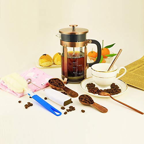  French Press Coffee Maker 8 Cups 34 Oz 304 Stainless Steel Coffee Press With 4 Filter Screens, Easy Clean Heat Resistant Borosilicate Glass - Free 100% BPA (A-Style-Copper-3A, 34 Oz)