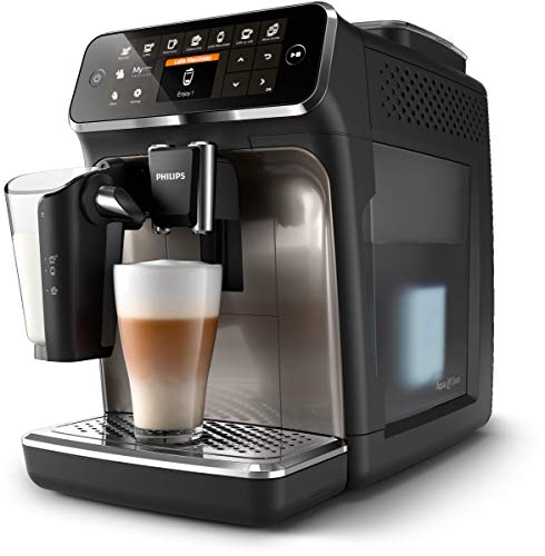  HILIPS 4300 Series Fully Automatic Espresso Machine - LatteGo Milk Frother, 8 Coffee Varieties, Intuitive Touch Display, Black, (EP4347/94)