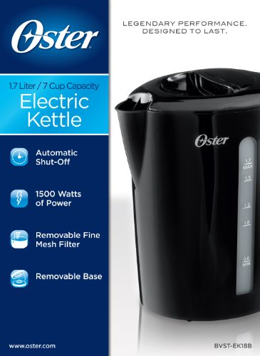 Mr. Coffee® Oster BVST-EK18B Electric Kettle, 1.7-Liter, Black