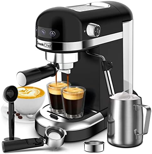  Espresso Machine 20 Bar, Fast Heating Automatic, Compact Coffee Maker With Milk Frother Steam Wand, Latte & Cappuccino Maker For Espresso, 1.4L Water Tank, 1350W