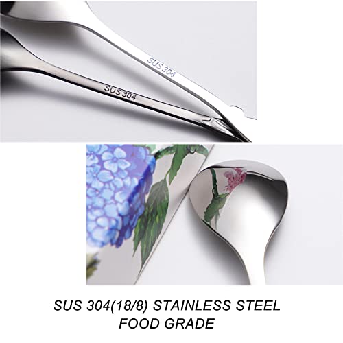  5-Piece Wing Spoon Coffee Teaspoon,SUS 304 Stainless Steel,Dessert Scoop For Stirring,Small Multiple Colors Spoon Set,4.9" Lovely Yogurt Ice Cream Demitasse Espresso Spoon (Wing)