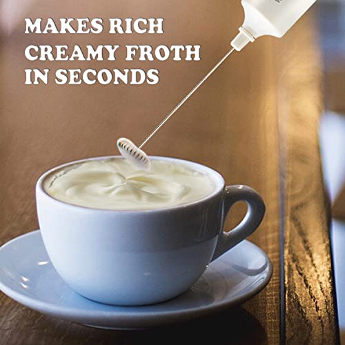  Ilk Frother Handheld Battery Operated, Waterproof Electric Whisk Foam Maker For Coffee, Durable Original Drink Mixer For Latte, Cappuccino, Hot Chocolate, Stainless Steel Frother, 6 Colors (White)