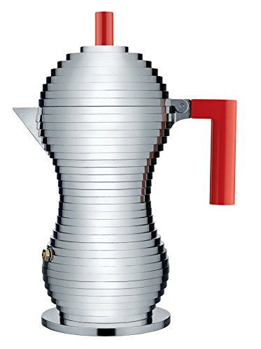 Alessi Pulcina Stove Top Espresso Coffee Maker, 6 Cups, Red