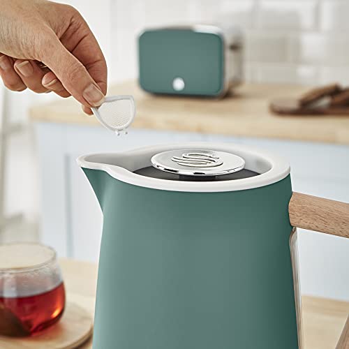 Swan Nordic Jug Kettle, 1.7 Litre, Pine Green, Rapid Boil, Wood Effect Handle, Scandi Design, Soft Touch Housing And Matte Finish, 3kw, SK14610GREN
