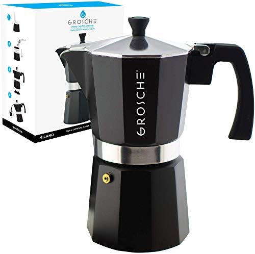  Milano Stovetop Espresso Maker Moka Pot 6 Espresso Cup - 9.3 Oz, White - Cuban Coffee Maker Stove Top Coffee Maker Moka Italian Espresso Greca Coffee Maker Brewer Percolator