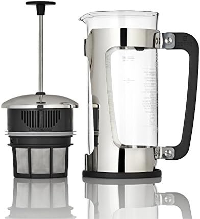  - P5 French Press - Double Micro-Filtered Coffee And Tea Maker, Grit-Free And Bitterness-Free Brews, Durable Stainless Steel Frame, Ideal For Loose Tea And Coffee Grounds - (Polished Stainless Steel, 32 Ounce)