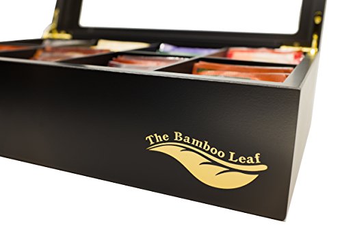  X Storage Organizer For Tea Collections, 8 Compartments W/Glass Window (Black)