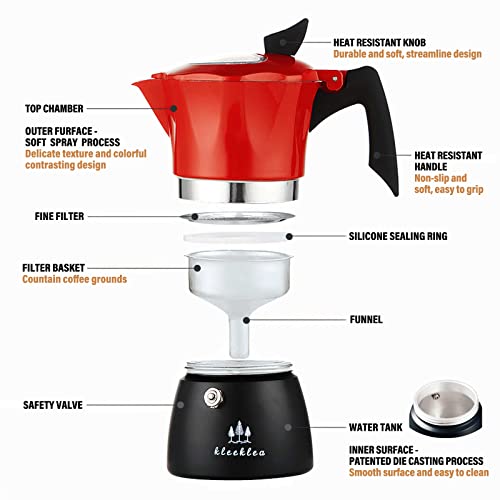  Stovetop Espresso Maker, 6 Espresso Cup Moka Pot Italian Coffee Maker, Manual Cuban Coffee Percolator Pot Greca Coffee Maker Camping Coffee Pot