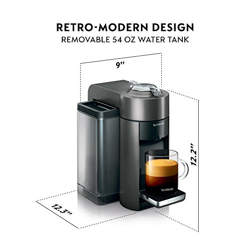 Nespresso Vertuo Coffee And Espresso Machine By De'Longhi With Milk Frother, 1000 Milliliters, Graphite Metal