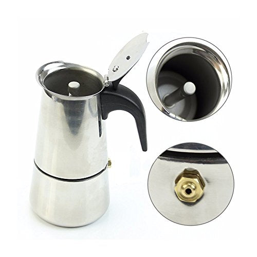 2 Cup/100ml Stainless Steel Moka Espresso Latte Percolator Stove Top Coffee Maker Pot