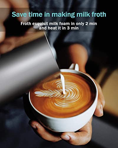  Milk Frother, EZBASICS Electric Milk Steamer Stainless Steel, 8oz/237ml Automatic Hot And Cold Foam Maker, Milk Warmer For Coffee, Latte, Cappuccinos With Two Whisks For Frothing And Heating Milk