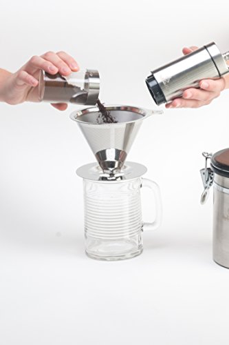  é Pour Over Coffee Dripper Stainless Steel Reusable Drip Cone Coffee Filter Portable Pour-Over Coffee Maker Paperless Metal Fine Mesh Strainer Coffee Pourover Brewer Camping Coffee Maker