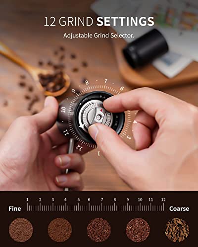  EEFIRE Manual Coffee Bean Grinder With 12 Adjustable Settings, CNC Stainless Steel Tapered Burr, Pour Over Coffee For Hand Grinder Gift Office Home Travel Camping