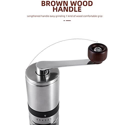  Manual Coffee Bean Grinder With Adjusted 6 Different Coarseness Setting Stainless Steel Shell With Removable Handle,LIODOR Manual Coffee Grinder Coffee Beans Ceramic Burr Coffee Grinder