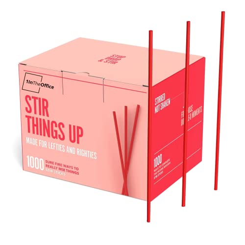  5 Inch Coffee & Cocktail Stirrers/Straws, Plastic Sip N Stir, 5" Inch, Red, 1000 Pack