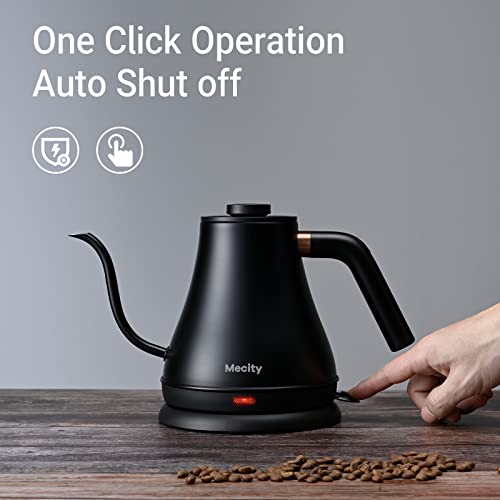  Electric Kettle Gooseneck Water Kettle Stainless Steel Tea Kettle Water Boiler Fast Heating, Auto Shut Off, 27 Ounce, 1000W, Matte Black