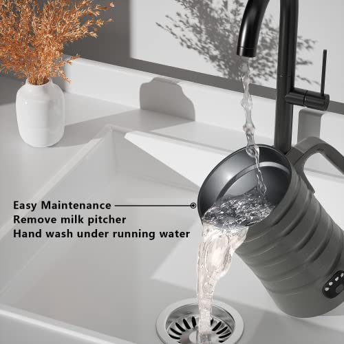  Milk Frother,4-in-1 Electric Milk Steamer,8.8oz/260ml Milk Warmer For Latte, Cappuccinos, Macchiato Ultra-Quite Working & Automatic Shut Off (Silver Grey)
