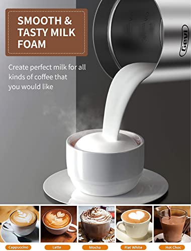  4 In 1 Electric Milk Frother And Steamer, Stainless Steel 10.1oz/2.5 Oz Cold And Hot Latte Maker & Chocolate Warmer, Frother For Coffee, Cappuccino, Hot Chocolates, 500W, Silver