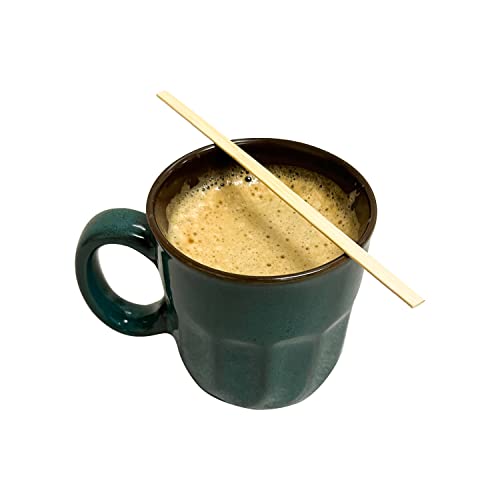  KingSeal Individually Paper Wrapped Bamboo Coffee Stir Sticks, 5.5 Inches, Square End, 100% Renewable And Biodegradable - 1 Box Of 500 Each