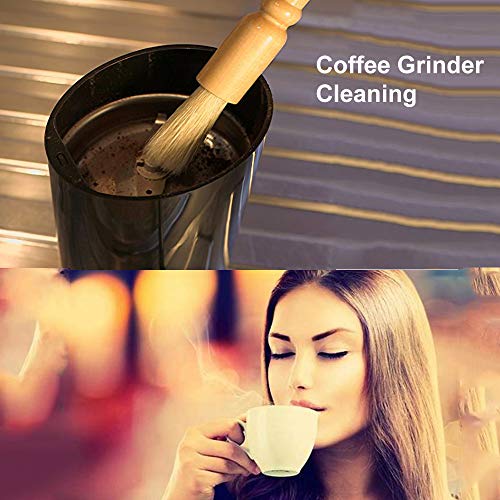  Coffee Grinder Cleaning Brush + Coffee Brush Wood Handle & Natural Bristles Pastry Brush