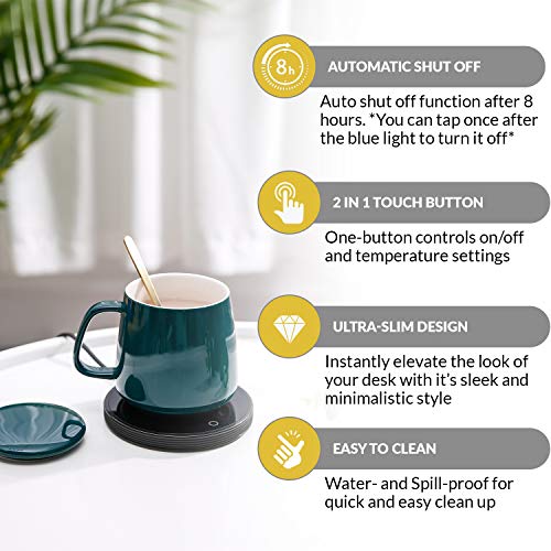  IviniTi Coffee Mug Warmer For Desk - Electric Cup Warmer For Desk - 2-Setting Coffee Cup Warmer For Coffee - Safe, Easy-to-Use Mug Warmer Coffee Warmer For Desk Heated Coffee Mug (NO Mug Included)