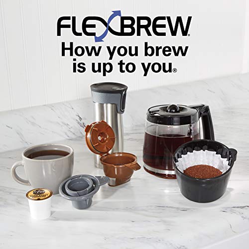 Hamilton Beach 49976 FlexBrew Trio 2-Way Coffee Maker, Compatible With K-Cup Pods Or Grounds, Combo, Single Serve & Full 12c Pot, Black