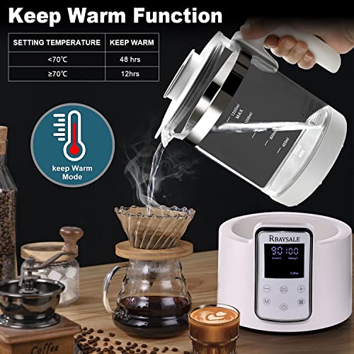  Lectric Kettle Temperature Control With 6 Presets, 12h Keep Warm Baby Formula Kettle Hot Tea Maker Thermostatic Kettle Instant Water Warmer