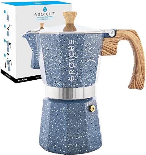  Milano Stovetop Espresso Maker Moka Pot 6 Espresso Cup - 9.3 Oz, White - Cuban Coffee Maker Stove Top Coffee Maker Moka Italian Espresso Greca Coffee Maker Brewer Percolator