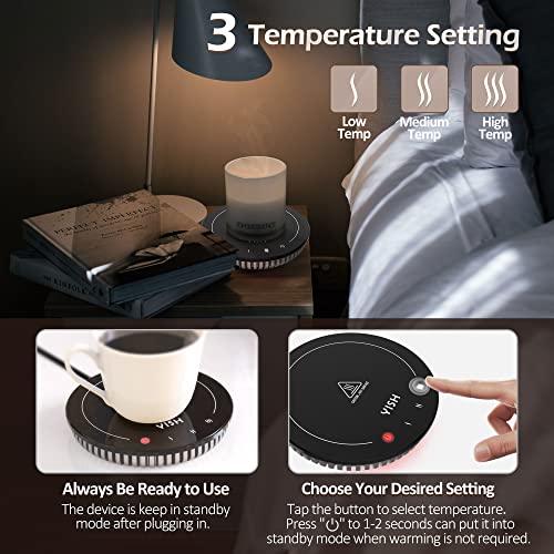  Candle Warmer Plate: YISH Candle Wax Warmer With 3 Temperature Setting, Coffee Mug Warmer For Desk With Auto Shut Off, Electric Coffee Cup Warmer Beverage Warmer