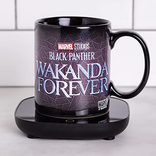  Lack Panther Wakanda Forever Mug Warmer With Mug – Keeps Your Favorite Beverage Warm - Auto Shut On/Off