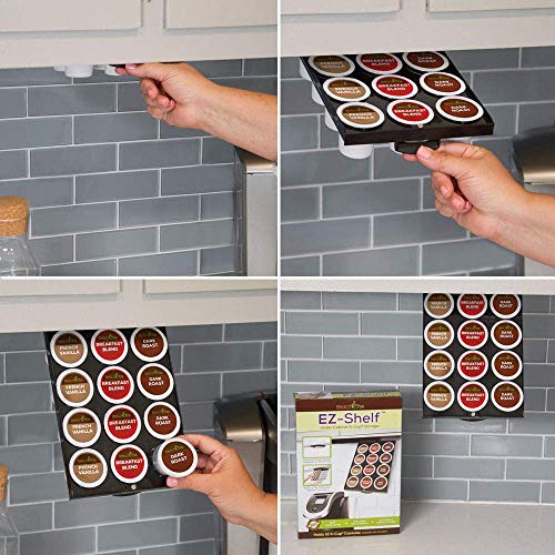  Z-Shelf Under Shelf Storage For K Cups, Coffee Holder Compatible With Keurig K Cup Coffee Pods, Space-Saving Under Counter Cabinet Coffee Pod Holder