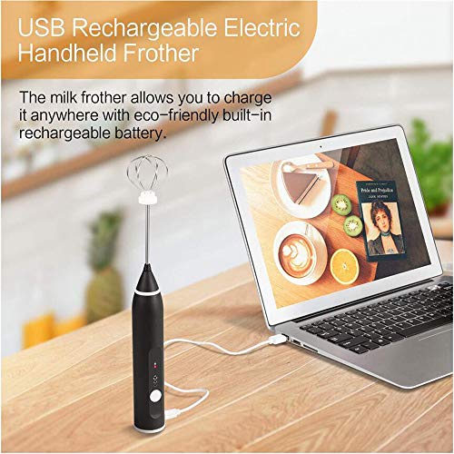  Electric Milk Frother Handheld Milk Foamer With 16 Pcs Art Stencils, USB Rechargeable Coffee Frother 3 Speeds Milk Whisk 2 In 1 Egg Beater Perfect For Coffee, Latte, Cappuccino