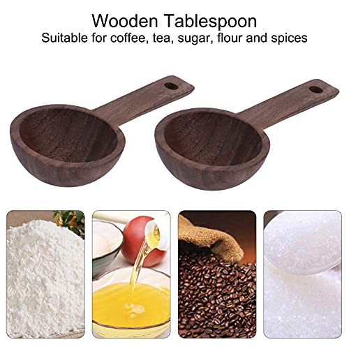  Coffee Scoop, Wooden Measuring Spoon Walnut Teaspoon Coffee Accessories Coffee Bean Measuring Spoon For Coffee Tea Sugar Dlour Spices(2)