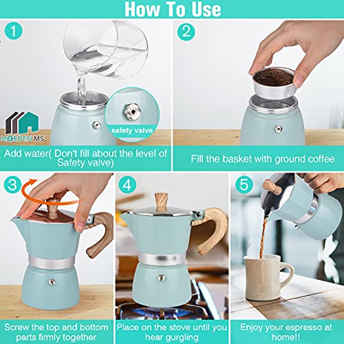  Tovetop Espresso Maker, 3 Espresso Cup Moka Pot - 5 Oz Italian Coffee Maker, Manual Cuban Coffee Percolator Machine Italian Espresso Greca Coffee Maker For Cappuccino Or Latte