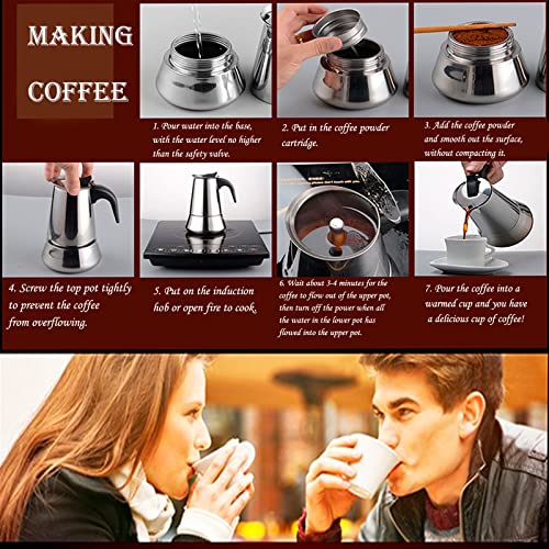  Stovetop Espresso Maker Stainless Steel Moka Pot Espresso Maker Percolator Italian Coffee Maker Capable Moka Coffee Machine Cafe Percolator Maker For Home & Camping-12Cup