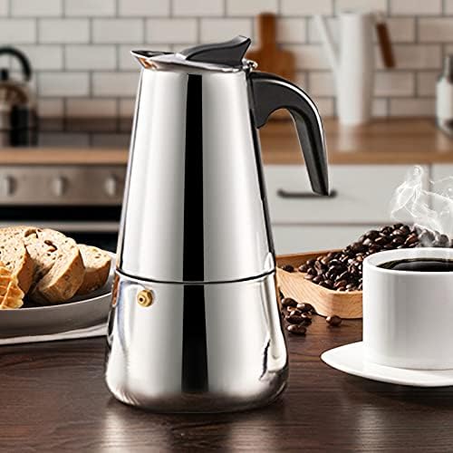  Ffee Pot, Stainless Steel Moka Pot Italian Coffee Maker 9 Cup/15 OZ Stovetop Espresso Maker For Gas Or Electric Ceramic Stovetop Camping Manual Cuban Coffee Percolator For Cappuccino Or Latte