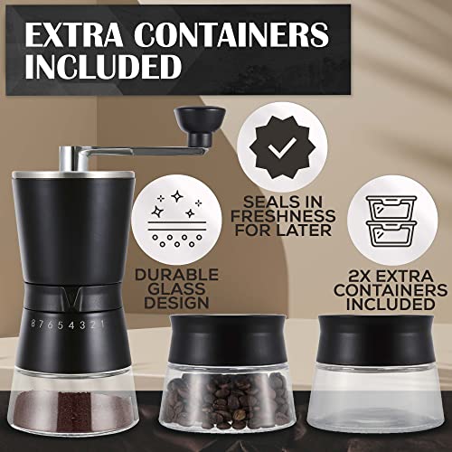  Manual Coffee Grinder With 8 Adjustable Coarseness Settings, Hand Crank Coffee Mill With Stainless Steel Burr, French Press, Pour Over, Drip Coffee