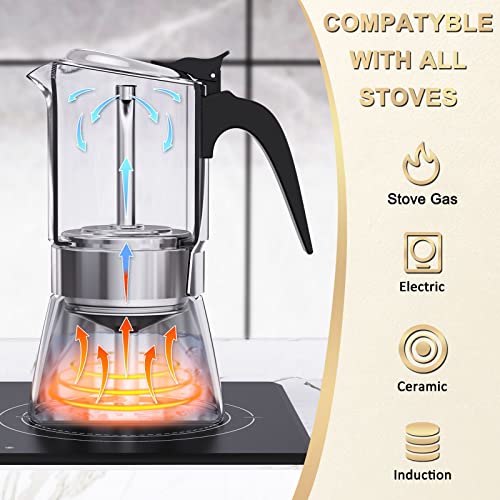  Italian Expresso Maker, Moka Pot, Stovetop Coffee Makers, Stainless Steel Coffee Maker, Suitable For Induction Hob, 240ml/8.5oz/4 Cup (espresso Cup=50ml)