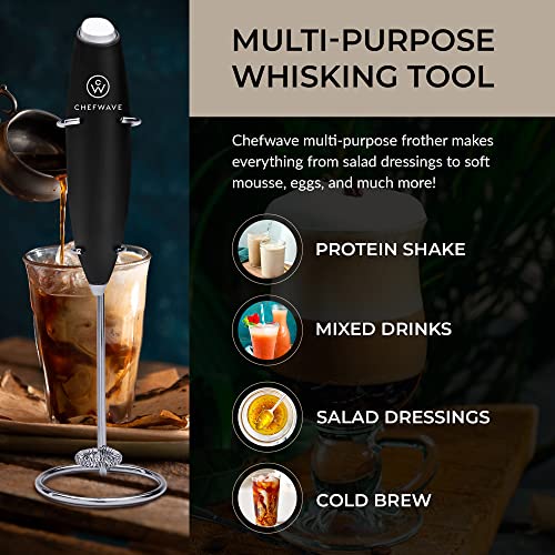  Wave | Powerful Electric Milk Frother With Stand | Milk Frother Handheld Drink Mixer And Matcha Whisk| BATTERIES INCLUDED!drink Mixer Handheld | Hand Frother, Electric Stirrer Coffee Mixer Wand
