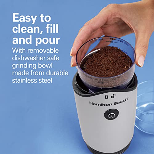 Hamilton Beach Scoop Single Serve Coffee Maker, Fast Brewing, Stainless Steel (49981A) & 4.5oz Electric Coffee Grinder For Beans, Spices & More, Stainless Steel Blades, Silver (80350R)