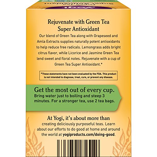  Tea - Green Tea Super Antioxidant (4 Pack) - Supports Overall Health With Licorice Root, Lemongrass, And Jasmine - Contains Caffeine - 64 Organic Green Tea Bags