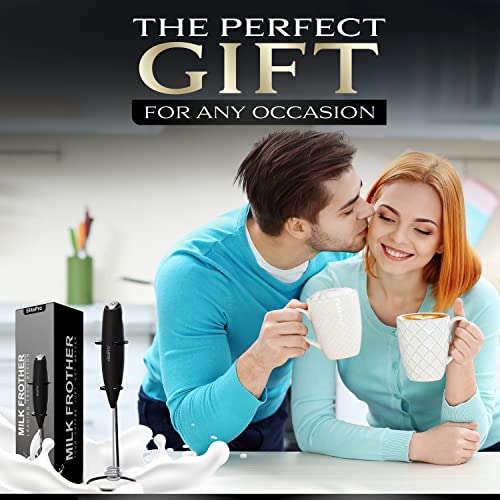  LitaPro Luxury Edition, ‘Tornado’ Effect Milk Frother, Leading Tech Design, Triple Power Milk Frother Handheld, Rich Creamy Milk Foam In Seconds (Black/Black)