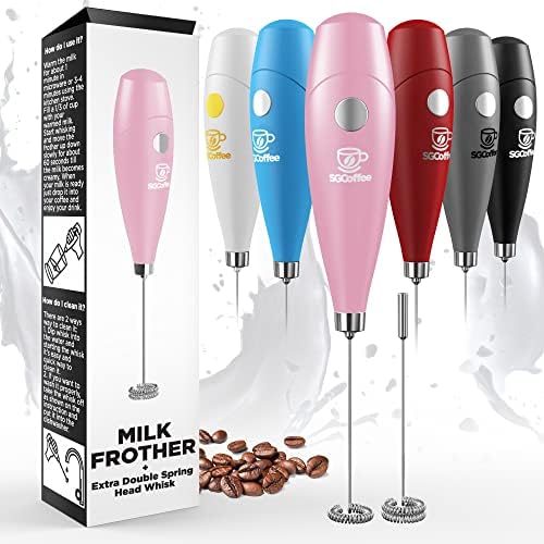  Powerful Double Whisk Milk Frother - Handheld Coffee Blender Frother For Lattes - Electric Whisk Mini Mixer, Milk Foamer Drink Stirrer, Foam Maker For Coffee, Frappe, Matcha, Cappuccino - Blue